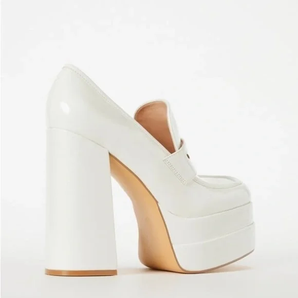 Shoe Dazzle Women’s Margaux White Platform Loafer Chunky Heel Shoes Size 8 New - Picture 4 of 14